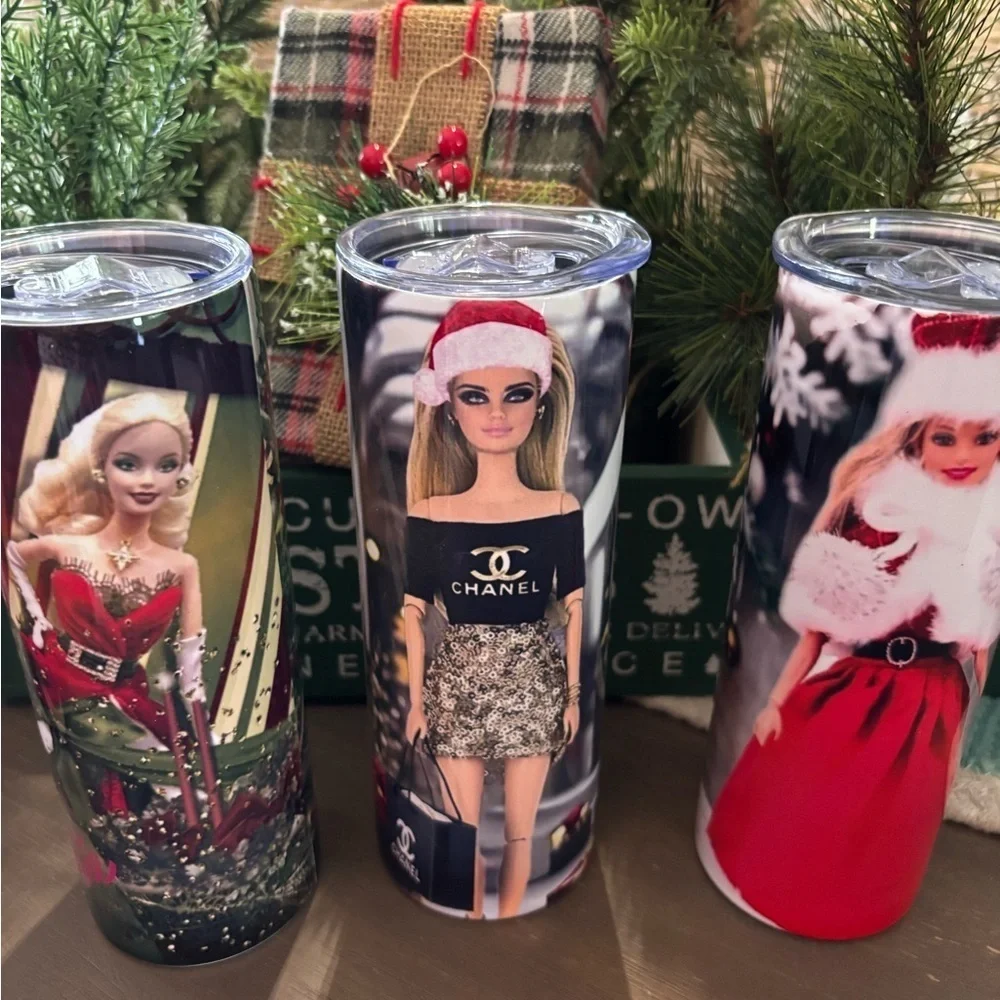 Grinch Christmas Tumbler Travel Cup with Lid & Reusable Straw